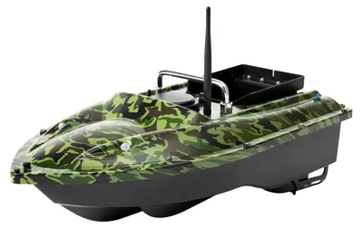 Produktbild von Ferngesteuertes Futterboot zum Angeln - Köderboot - 500 m Reichweite - 5200 mAh Akku - 1,5 kg Futterkapazität - LED-Licht - Wasserdicht - Schwarz