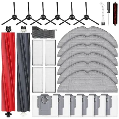 Produktbild von PromoHome® 28-teiliges Zubehörset für Roborock S8 Pro Ultra Saugroboter - 2 Hauptbürsten, 6 Staubbeutel, 6 Wischpads, 4 HEPA-Filter, 6