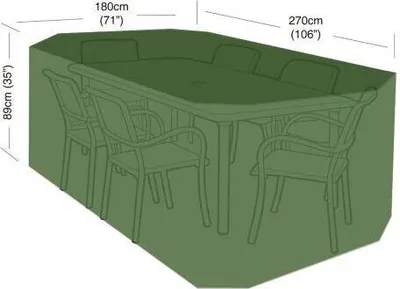 Immagine prodotto di copertura per set di 6 sedie+tavolo lungo 270x180x89cm, PE 90g/m2