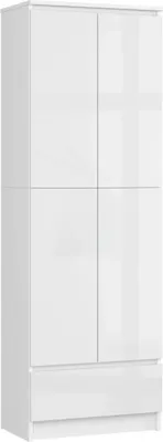Image de Armoire deux portes avec tiroir 60 cm VALESTRA - blanc / blanc brillant