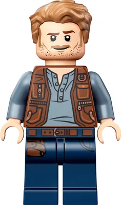A LEGO minifigure of Owen Grady from Jurassic World.