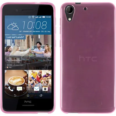 Produktbild von PhoneNatic Case kompatibel mit HTC Desire 728 - rosa Silikon Hülle transparent + 2 Schutzfolien