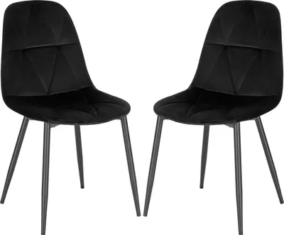 Produktbild von EUGAD 2er Set Esszimmerstühle, Samtbezug, Polsterstuhl aus Metall, Schwarz