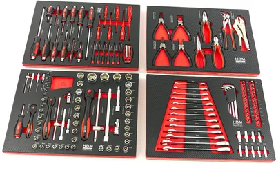 Produktbild von HBM 154-teiliges Premium-Werkzeugset für Werkzeugwagen – ROT