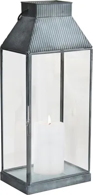 Immagine prodotto di Milani Home - lanterna portacandela in vetro e metallo, grigio, per giardino e interno, 18 x 13 x 41 cm