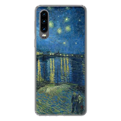 Produktbild von MuchoWow® Handyhülle Schutzhülle Hülle für Huawei P30 Die sternenklare Nacht - Vincent van Gogh Silikon Softcase Handy Hülle - Kartenbesitzer