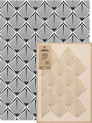 Produktbild von Wandschablone Groß Muster, Malschablone 59x95 cm Art Deco Quadratische Palme Wiederverwendbare Kunststoff, Geometrische Tapete Wandgestaltung