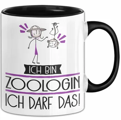 Produktbild von Geschenk für Zoologin Tasse Lustige Geschenkidee Geburtstag Ich Bin Zoologin Ich Darf Das (Schwarz)