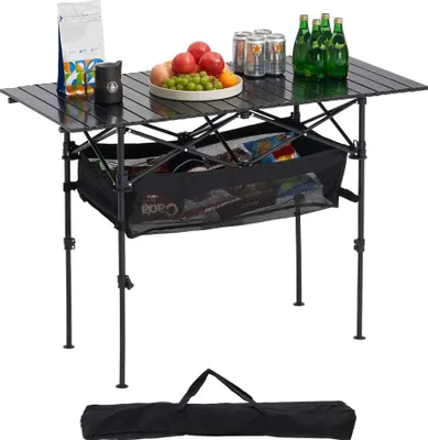 Zdjęcie produktu dla Przenośny stół składany - Stół piknikowy 120 cm - Aluminiowy stół bufetowy - Czarny