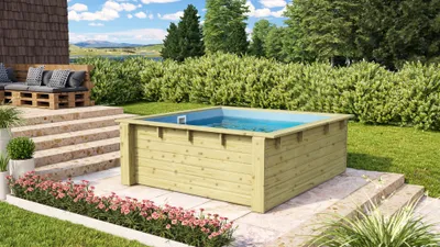 Produktbild von Karibu Minipool Massivholz Pool kesseldruckimprägniert 200,5x223 cm blau