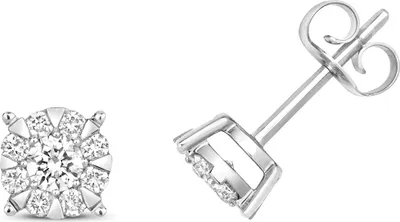 Produktbild von 9 Karat (375) Weißgold Damen - Diamant Paar Ohrstecker Brillant-Schliff 0.50 Karat G - I1 I2 - 7mm*7mm; TRS158039KW