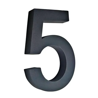 Produktbild von 3D Hausnummer 5 Edelstahl Wetterfest & Pflegeleicht Zahlen Hausnummernschild Rostfrei mit Montagematerial 20 cm Höhe Anthrazit Schwarz