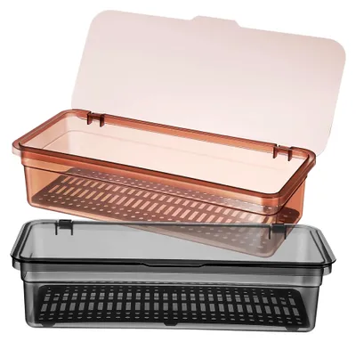 Produktbild von 2er Set Besteckorganizer mit Deckel aus transparentem Kunststoff