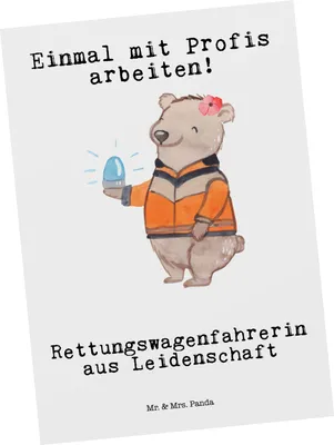 Produktbild von Mr. & Mrs. Panda Postkarte Rettungswagenfahrerin Leidenschaft - Weiß - Geschenk, Fotokarte, Grußkarte, Ansichtskarten, Postkarten, einzelkarte
