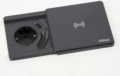 Zdjęcie produktu dla Schulte EVOline Square 80 Schuko z ładowarką USB QI, czarny