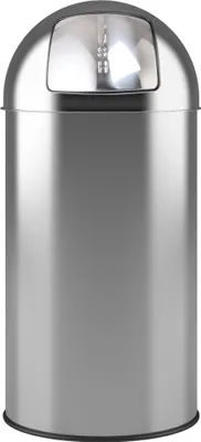 Produktbild von Jago® Push Mülleimer - mit Deckel, 50L, Edelstahl, Push Klappe poliert, Rutschfest, Silber/Schwarz - Retro Abfalleimer, Abfallsammler, Müllbehälter, Müllsammler, Abfallbehälter für Büro, Küche, Bad (Silber)
