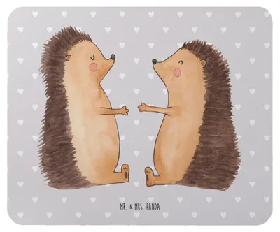 Produktbild von Mr. & Mrs. Panda Mouse Pad Igel Liebe - Grau Pastell - Geschenk, computer mousepad, Hochzeitstag, Hochzeit, Verlobung, Freundin, pc mausunterlage, Mauspad, mousematte