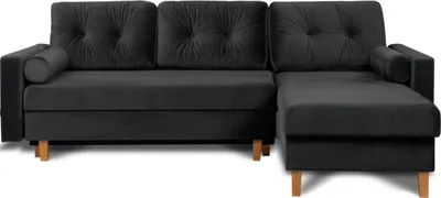 Produktbild von KONSIMO Ecksofa Universalecke mit Ottoman und ausziehbare Liegfläche 212x140 cm "ERISO", Dunkelblau, Velour-Stoff, Scandinavian, 240x75x183cm