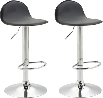 Produktbild von CLP 2er Set Barhocker Lana V2 Kunstleder drehbar und stufenlos verstellbar schwarz Gestell Farbe chrom
