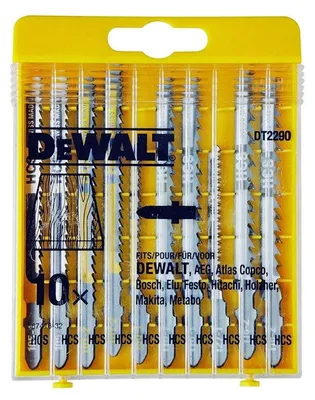 Image de Coffret de 10 lames de scie sauteuse DEWALT DT2290-QZ bois Attache en T