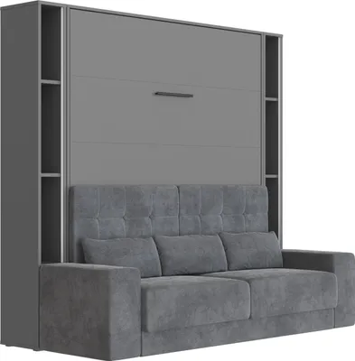Produktbild von Schrankbett Set mit Sofa M1 180x200 + 2 Standregale inkl.LED  Anthrazit