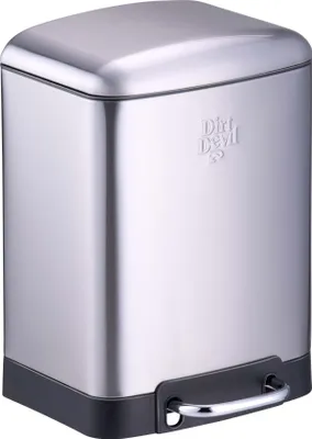 Image de Dirt Devil Poubelle à pédale 6L - Poubelle de cuisine avec fermeture en douceur - Poubelle en inox - Seau intérieur amovible - Poubelle de cuisine - 23 x 22,5 x 32,5 CM - Argent