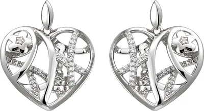 Produktbild von JOBO Ohrhänger Herz/Blumen 925 Sterling Silber 70 Zirkonia Ohrringe