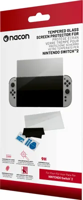 Zdjęcie produktu dla NACON Tempered Glass Screen Protector Switch 2, Szybka na ekran, Nintendo Switch 2, Przezroczysty, Szkło hartowane, Odblaskowy, Odporny na zadrapania, Nintendo
