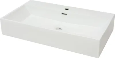 Image de vidaXL Lavabo avec trou pour robinetterie céramique blanc 76x42,5x14,5 cm