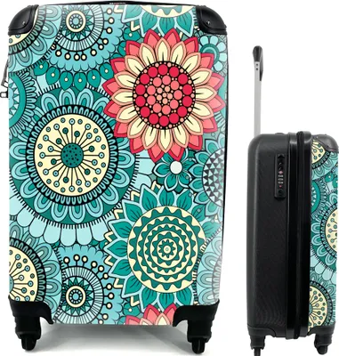 Produktbild von MuchoWow® MuchoWow® Koffer Handgepäck Trolley Rollkoffer Kleine Reisekoffer mit 4 Rollen - Mädchen - Blumen - Muster - Mädchen - Kinder - Kinder - Cabin Size < 55x40x23 cm & 55x40x20 cm - Fotokoffer -