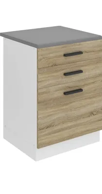 Produktbild von Belini Unterschrank Küche, Küchenunterschrank 60 cm Breite. SDSZ Küchenunterschrank mit Arbeitsplatte. Küchenschrank mit Schubladen, Sonoma-Eiche