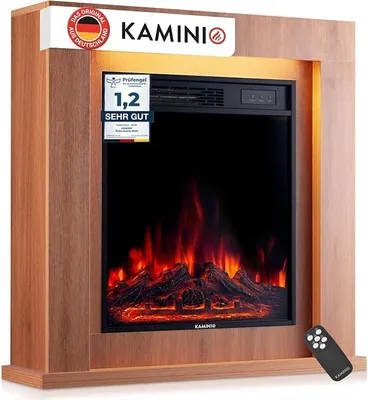 Zdjęcie produktu dla Elektrokominek Matti - elektryczny kominek stojący z funkcją ogrzewania, efektem płomienia 3D, oświetleniem LED, pilotem - 32 cale (imitacja dębu)