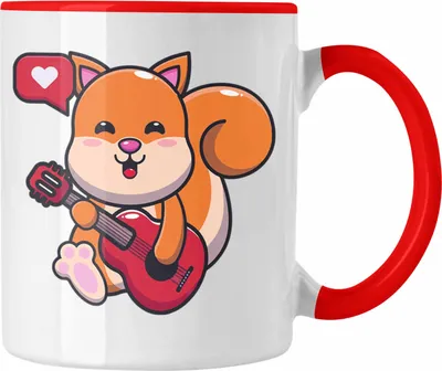 Produktbild von Trendation - Eichhörnchen Tasse Geschenk Grafik für Eichhörnchen Liebhaber Geschenkidee Lustige Tasse (Rot)