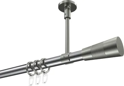 Produktbild von Interdeco Gardinenstange / Vorhangstange Chrom / Edelstahl-Optik, Typ Sonette Tanara (Konus Bicolor) Deckenmontage, 20 mm Ø 1-läufig, 320 cm