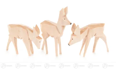 Produktbild von Miniatur Rehe geschnitzt (3)  Höhe ca 6 cm NEU