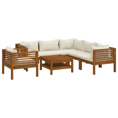 Produktbild von vidaXL 7-tlg. Garten-Lounge-Set mit Creme Kissen Massivholz Akazie