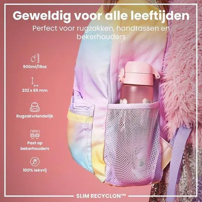 Produktbild von Famanu Wasserflasche 500 ml - Leckfrei, Einhandöffnung, Spülmaschinenfest, BPA-frei