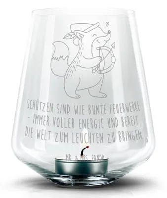 Produktbild von Mr. & Mrs. Panda Laterne Schütze Astrologie - Transparent - Geschenk, Tierkreiszeichen, Stumpenkerzenhalter, Kerzenhalter, Glas Teelichthalter, Sternzeichen, Geschenkidee