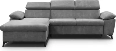 Produktbild von Ecksofa, Sofa mit Schlaffunktion, Bettzeugablage, modernes Ecksofa in L-Form, links oder rechts, Modernes Ecksofa - Links Ecksofa Lorin, Dunkelgrau (Sally 09)