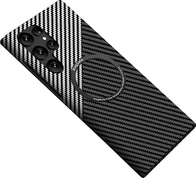 Image de Pour Samsung Galaxy S25 Ultra 5G MagSafe Design Coque ultra fine en carbone texturé Argent / Noir
