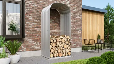 Produktbild von Vitavia Kaminholzregal "Lignum 858" aluminium blank 86 x 99 x 223 cm (hoch)