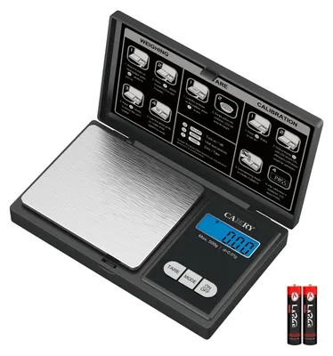 Produktbild von Taschenwaage Feinwaage Küchenwaage - 500 g / 0,01 g - Schwarz - LCD-Display mit Hintergrundbeleuchtung