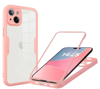 Produktbild von 360 Grad Rundum Schutz Handyhülle für Apple iPhone 15 Full Cover Vollschutz Case Farbe: Rose