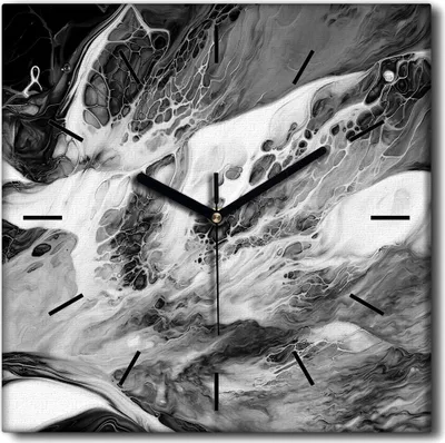 Produktbild von Coloray Uhr auf Leinwand 30x30 cm Wand Uhr Dekoration Wohnzimmer Segeltuch schwarze Hände -Abstraktion Kunstkunst