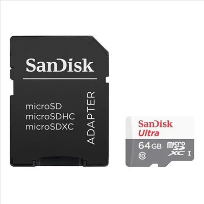 Obrázek produktu pro SanDisk 64GB Ultra microSDXC, 64 GB, MicroSDXC, Třída 10, 100 MB/s, 10 MB/s, Šedá
