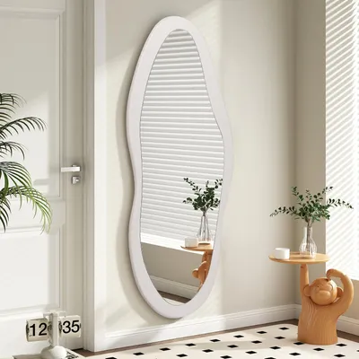 Imagen del producto de Espejo de pared irregular 120x50cm blanco para dormitorio y salón