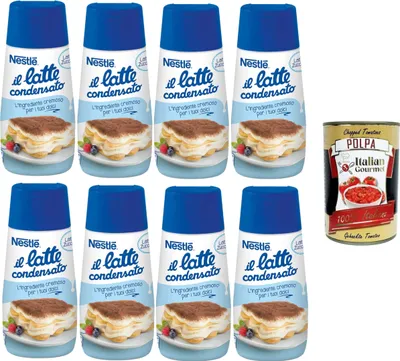 Produktbild von Nestlé il Latte Condensato Zuccherato Gezuckerte Kondensmilch 8x450g+ Italian Gourmet polpa 400g