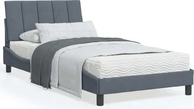 Produktbild von CLORIS Bettgestell mit LED-Leuchten Dunkelgrau 100x200 cm Samt 3213764
