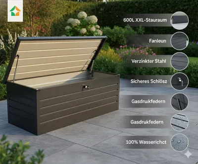 Produktbild von Metall-Aufbewahrungsbox Gartentruhe 600L Stauraum wetterfest