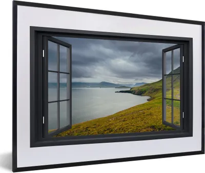 Produktbild von MuchoWow® MuchoWow® Gerahmtes Poster Aussicht - Natur - See 60x40 cm - Poster mit zchwarzem Bilderrahmen - Schlafzimmer - Plakat in Rahmen - Drucken